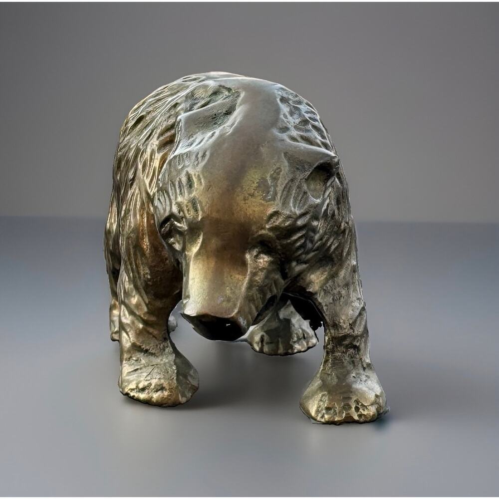 Vintage Solid Brass Bear Figurine Heavy Cast Wildlife Cabin Lodge Decor 5.5” - Picture 5 of 9